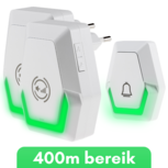 ZAAK. Pilota Porta draadloze deurbel met 2 ontvangers - 400 meter bereik - Ontvangers op netstroom ZAAK. Pilota Porta draadloze deurbel met 2 ontvangers - 400 meter bereik - Ontvangers op netstroom
