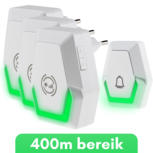 ZAAK. Pilota Porta draadloze deurbel met 3 ontvangers - 400 meter bereik - Ontvangers op netstroom ZAAK. Pilota Porta draadloze deurbel met 3 ontvangers - 400 meter bereik - Ontvangers op netstroom