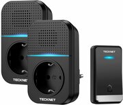 Tecknet HWD01806 kinetische draadloze deurbelset met twee ontvangers - zwart